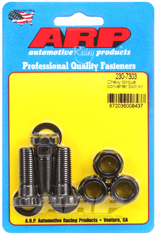 ARP Chevy torque converter bolt kit showing a set of high-strength bolts for auto transmission assembly.