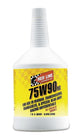 Red Line 75W90NS gear oil quart container, showing the product label and packaging for automotive transmission lubrication.
