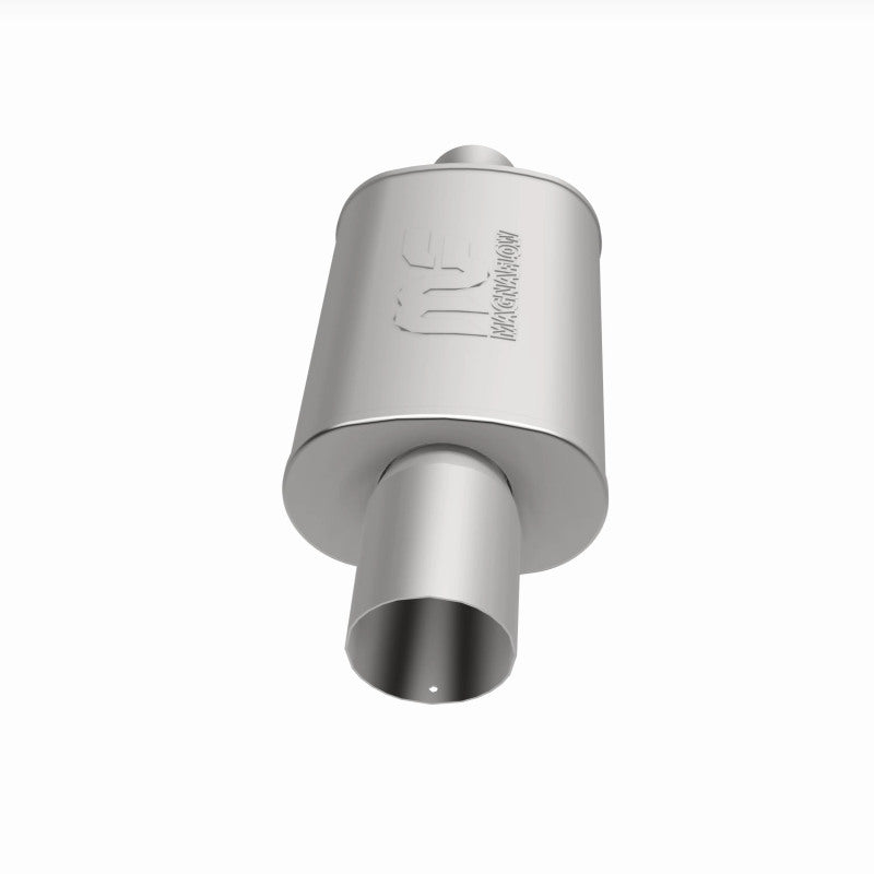 MagnaFlow muffler with tip, model RS 14X5X8 3/4.00, showcasing the stainless steel construction and polished exhaust tip.