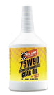 Red Line 75W90 gear oil quart container showing the label and packaging for automotive transmission and gear lubrication.