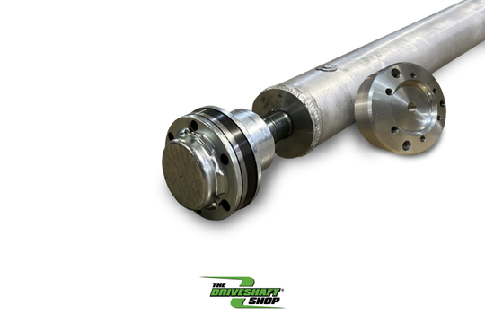 DSS Driveshaft Shop Chevrolet Camaro 2016 V8 automatic chromoly drive shaft, side view showing polished metal finish