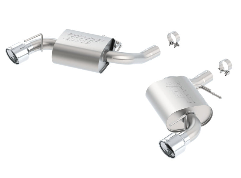 Borla axle back exhaust for 2016 Camaro 6.2L V8 S-Type rear section, showing chrome tips and exhaust pipes.