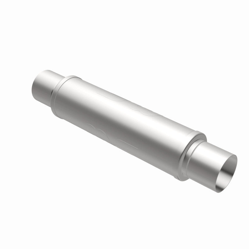 MagnaFlow Mag SS muffler with 3-inch inlet and 14x4x4 inch dimensions, featuring a sleek stainless steel design for vehicle exhaust.