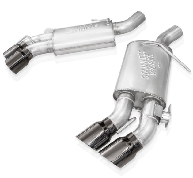 Stainless Works 16-21 Camaro SS axle back exhaust with 3-inch redline factory connect, valve, and 4-inch quad black tips