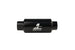Aeromotive AN-10 black inline fuel filter with 10-micron filtration for automotive fuel systems.