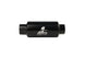 Aeromotive AN-10 black inline fuel filter with 10-micron filtration for automotive fuel systems.