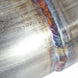Stainless Works 2017 F-150 Raptor 3.5L downpipe with high-flow cats and factory connection, showing polished metal and connection points.