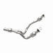 MagnaFlow direct fit catalytic converter for 2015 GMC Yukon XL V8 6.2L engine, showing the metallic converter with inlet and outlet pipes.