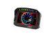 AEM CD-5LG Carbon Logging Digital Dash Display gauge with internal 10Hz GPS and antenna, showing digital readouts on a sleek black panel.