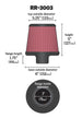 K&N Engineering universal 3-inch flange air filter with polished top, 6-inch base, 5 1/4-inch top, and 5-inch height, drop-in design
