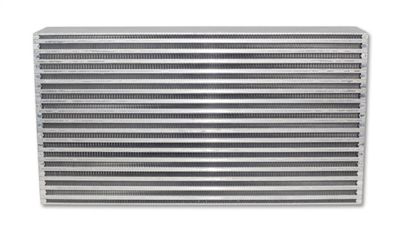 Vibrant air-to-air intercooler core with 22x11.8-inch size, featuring a dense fin design for efficient cooling.