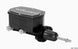 Wilwood compact tandem brake master cylinder with 15/16 inch bore and pushrod, black finish, used in automotive brake systems.