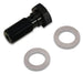 Vibrant banjo bolt fitting with 9/16in-24 thread size and 23mm length, shown in close-up with metallic finish.