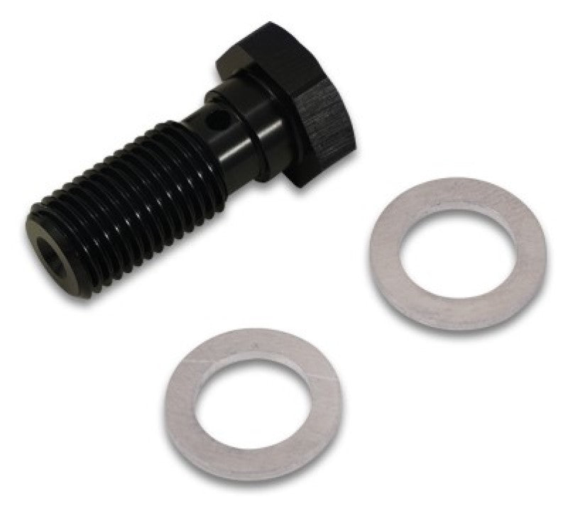 Vibrant banjo bolt fitting with 5/8 inch thread size and 24mm length, showing the metal bolt with detailed threading.