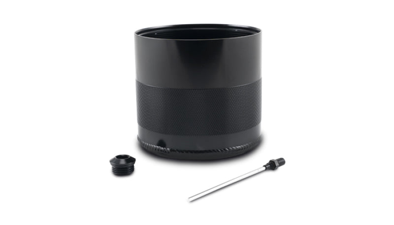 Vibrant small 0.75L oil catch can reservoir with dipstick, compact automotive oil catch can for engine venting.