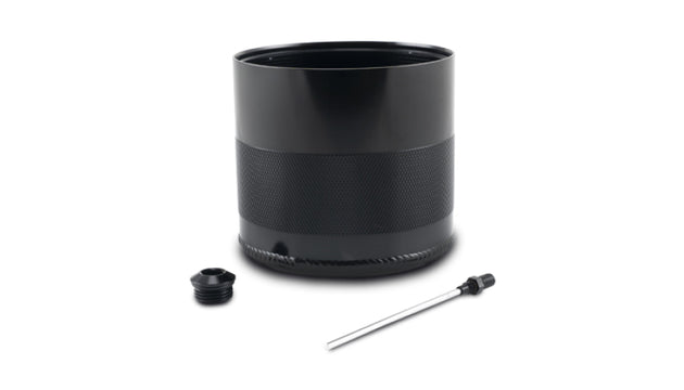 Vibrant small 0.75L oil catch can reservoir with dipstick, compact automotive oil catch can for engine venting.