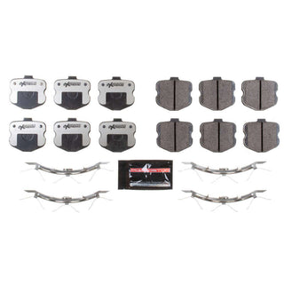 PowerStop Z26 Extreme Street performance brake pads with hardware for Chevrolet Corvette front brakes, designed for enhanced stopping power.