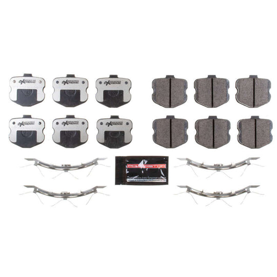 PowerStop Z26 Extreme Street performance brake pads with hardware for Chevrolet Corvette front brakes, designed for enhanced stopping power.