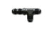 Vibrant black anodized -3AN bulkhead adapter tee fitting with run fittings, showcasing durable metal construction and precise threading.