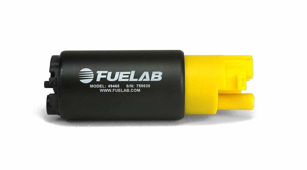 Fuelab 494 high output in-tank electric fuel pump with 300 LPH capacity, shown in a detailed close-up image.