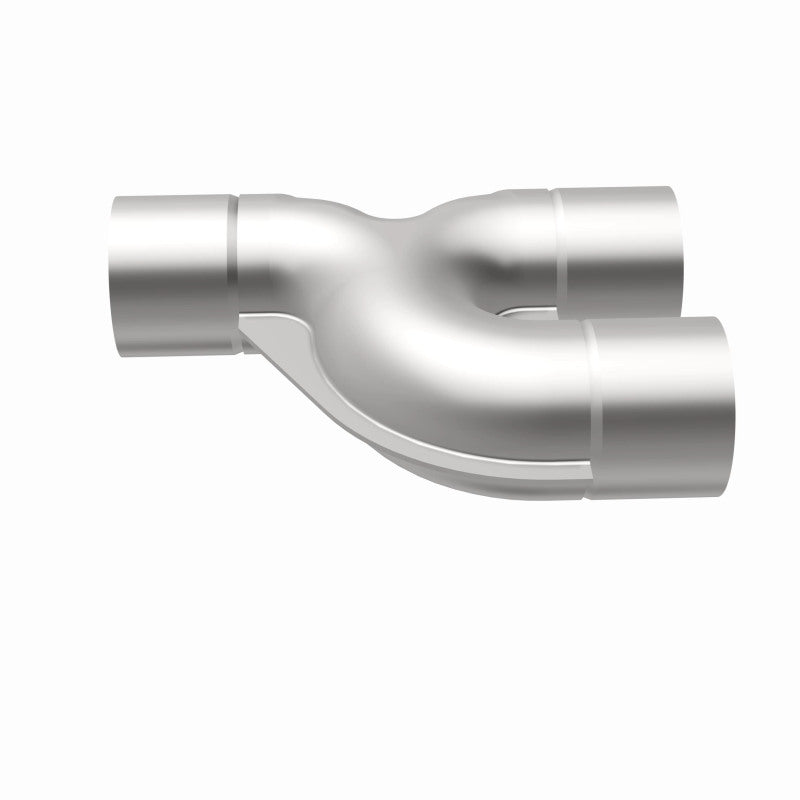 MagnaFlow Y Pipe with 2.50-inch stainless steel smooth transition, 90-degree angle for automotive exhaust systems.