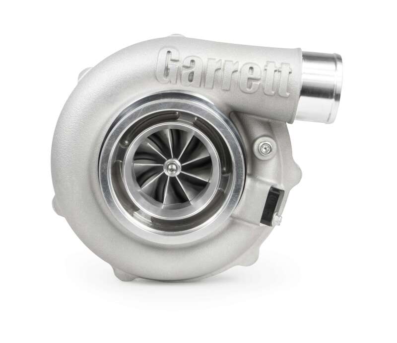 Garrett G30-825 G-Series II turbocharger with 0.83 A/R V-Band inlet and V-Band IWG actuator, visible metal turbine housing and compressor wheel