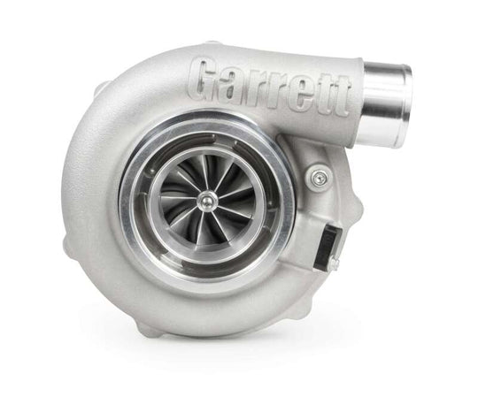 Garrett G30-825 G-Series II turbocharger with 0.83 A/R V-Band inlet and V-Band IWG actuator, visible metal turbine housing and compressor wheel