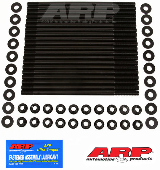 ARP Ford Modular 4.6/5.4L 3 Valve head stud and bolt kit installed on engine cylinder head for performance or repair.