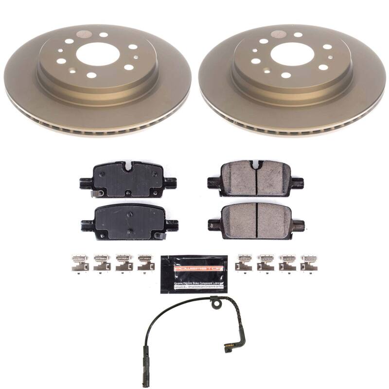 PowerStop Z23 coated rear brake kit for Cadillac Escalade 2021-2024, performance brake components with detailed brake rotors and pads.