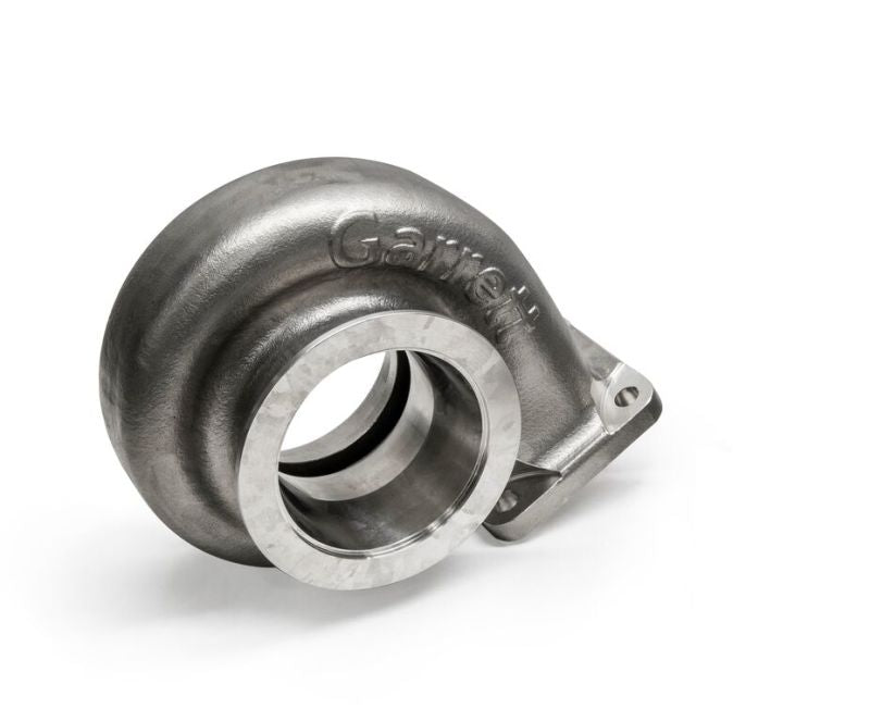 Garrett G40 turbine housing kit with T4 flange and V-band, 1.06 A/R, standard rotation, showcasing the stainless steel construction.