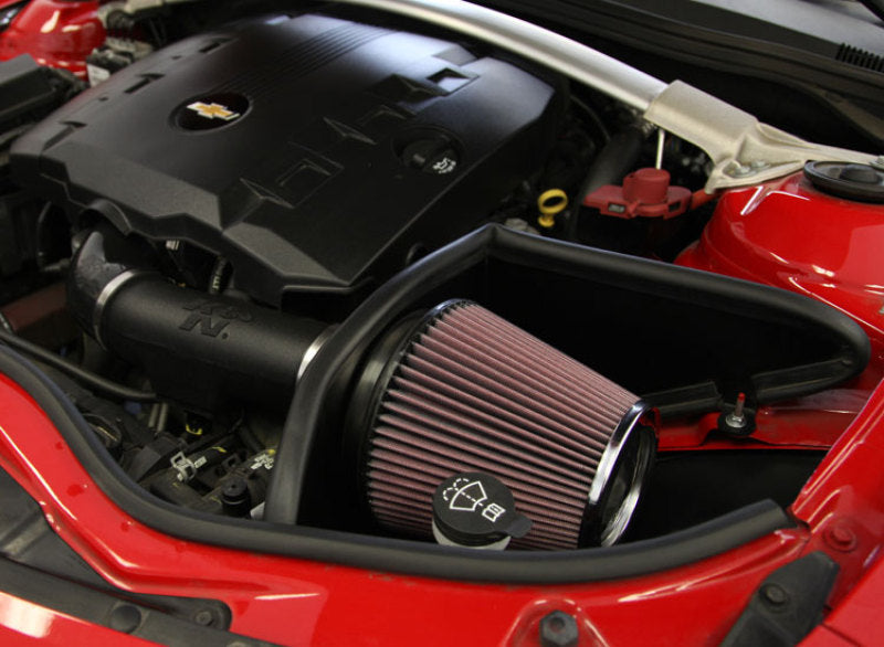 K&N Engineering cold air intake kit for 2011-2015 Chevy Camaro V6 3.6L engine, showing the intake tube and filter assembly.