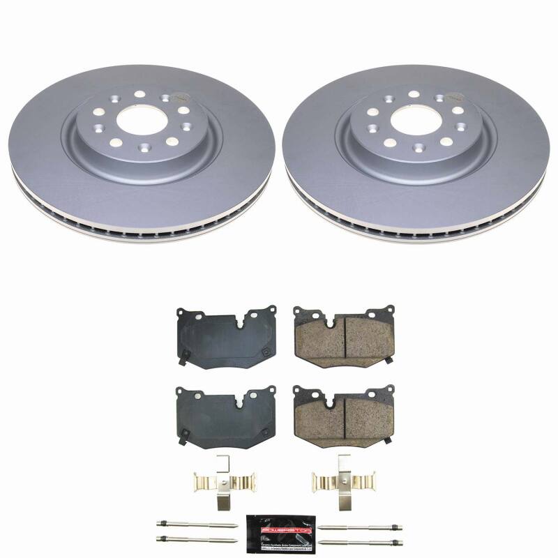 PowerStop Chevrolet Corvette rear Z23 coated brake kit with performance brake components, installed on the vehicle's rear axle.