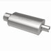 MagnaFlow stainless steel muffler with tip, 14x5x8 inches, featuring dual inlet and outlet pipes for automotive exhaust system.