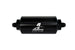 Aeromotive In-Line Fuel Filter with AN-6 male fittings and 40-micron stainless steel mesh element in bright dip black finish.