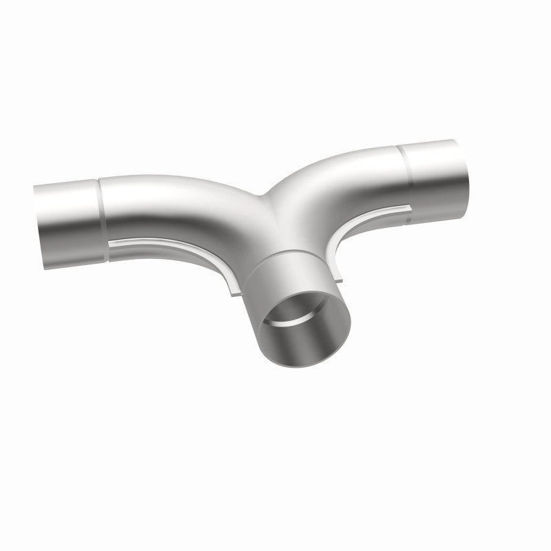 MagnaFlow 2.50-inch stainless steel smooth transition T connector pipe with 90/90 degree bends for exhaust systems.