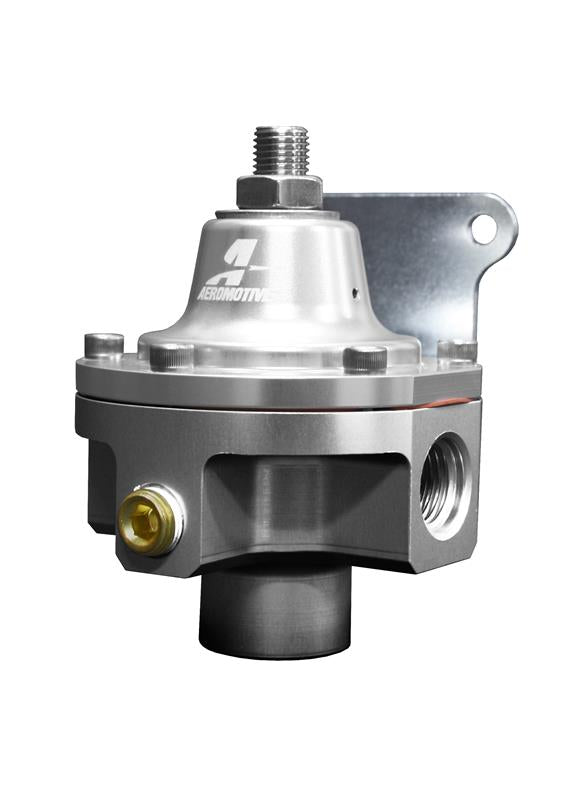 Aeromotive 3-Port Carbureted Bypass Fuel Pressure Regulator with two ORB-06 and one ORB-6 fittings, designed for precise fuel control.