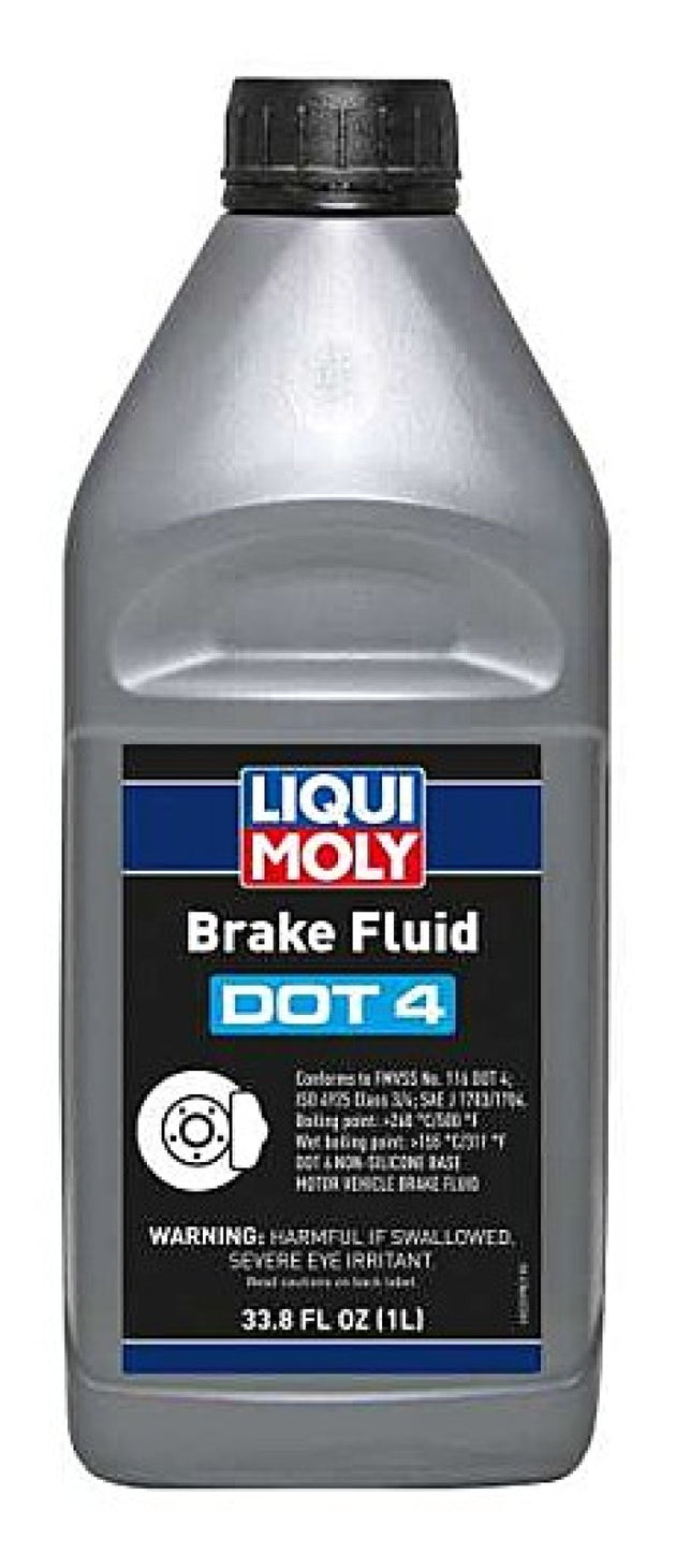 LIQUI MOLY 1L Brake Fluid DOT 4 container, automotive brake fluid with clear liquid inside, ready for vehicle braking system.