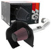K&N 77 Series Cold Air Intake Kit installed in a Chevy Silverado, showcasing the high-flow air filter and intake tube for improved performance.
