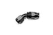 Radium Engineering 10AN black PTFE hose end fitting with 45-degree angle for high-performance automotive fluid transfer.