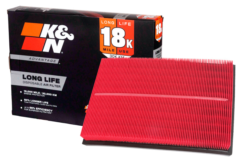 K&N Engineering Lexus LS460 V8-4.6L F/I 07-13 air filter, direct fit, shown installed in engine compartment