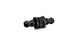 Vibrant -8AN barbed union fitting for fluid connections, made of durable metal with threaded ends and barbed inlet for secure attachment.