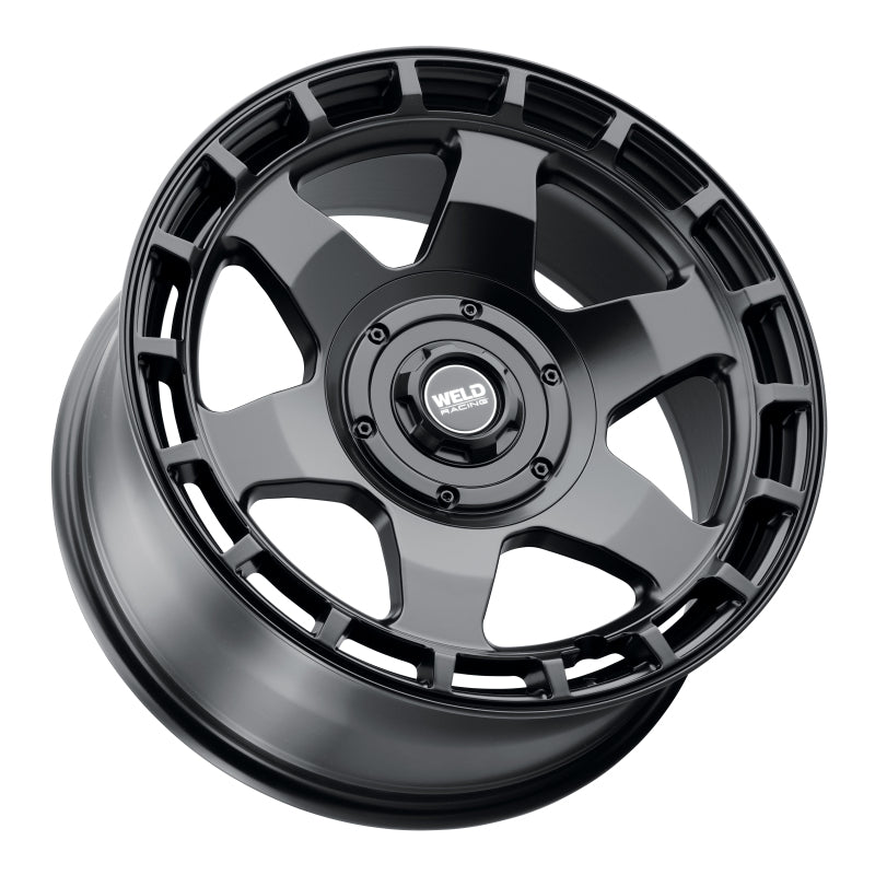 Weld Off-Road Ridge 17x9 satin black cast wheel with 5x114.3/5x127 bolt pattern, ET-12, 78.1mm center bore, visible spokes.