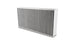 Vibrant vertical flow intercooler core with 24-inch width, 12-inch height, and 3.5-inch thickness showing metal fins and end tanks.