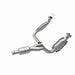 MagnaFlow catalytic converter direct fit for 2009-2013 Chevy Avalanche 5.3L engine, showing the metal body and inlet/outlet pipes.