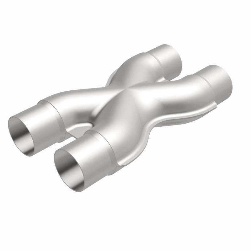 MagnaFlow Smooth Trans X 2.25/2.25 stainless steel X pipe for automotive exhaust systems, shown in the image.