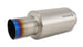 Vibrant titanium muffler with straight cut burnt tip, 4-inch inlet and outlet, showcasing sleek exhaust system component.