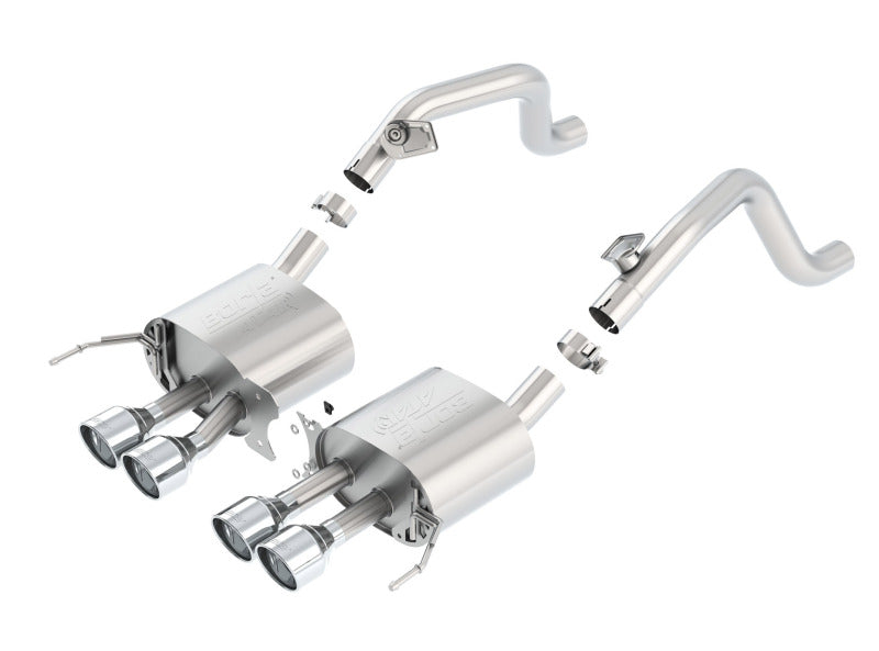 Borla catback exhaust system for 2014-2015 Chevy Corvette C7 with quad rear tips, without AFM and NPP.
