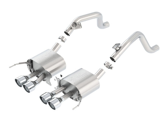 Borla catback exhaust system for 2014-2015 Chevy Corvette C7 with quad rear tips, without AFM and NPP.