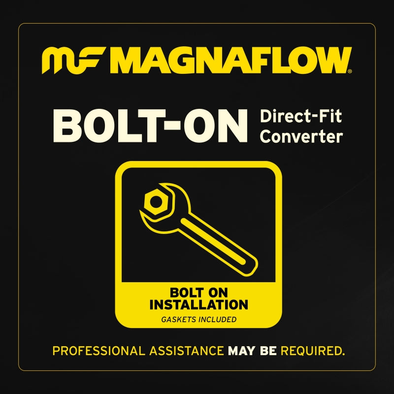 MagnaFlow catalytic converter direct fit for 2014-2016 GMC Sierra 1500 V6 4.3L, shown installed or ready for installation.
