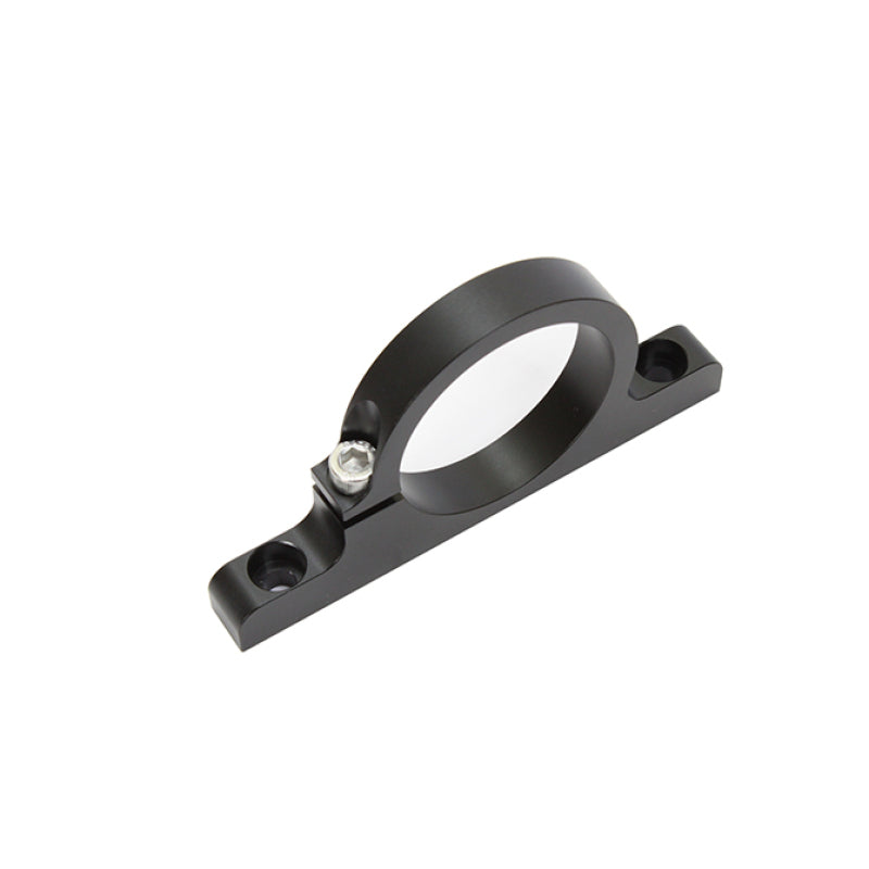 Snow Performance Snow Fuel Filter Mount for fuel filters, shown in a close-up image of the mounting bracket and filter connection.